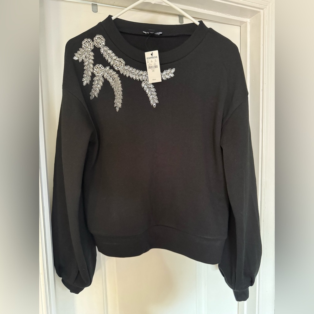 Express Black Top with Silver Detailing